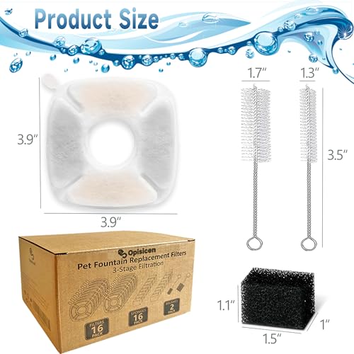18 Pcs Cat Water Fountain Filters Replacement Compatible with VEKEN 95oz