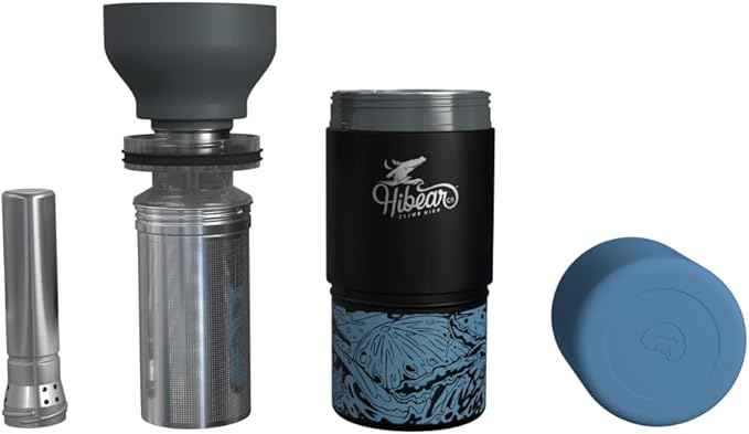 HIBEAR - 32oz All-Day Adventure Flask: The Insulated Multi-Tool of Beverage Bottles - Craft Pourover, Cold Brew, Tea, Water Infusion, Wine Decanting, Hydration. (Moon Tide)