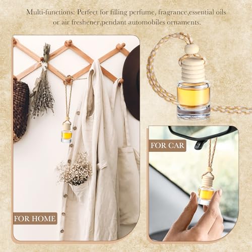 150 Pieces Hanging Car Diffuser Air Freshener Bottle Bulk Empty Glass Refillable Perfume Bottles Oil Diffuser Aromatherapy Pendant for Auto Interior Ornaments Decor (150 Count)