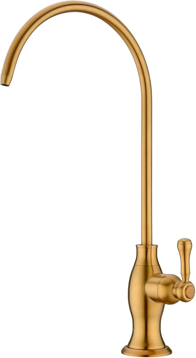 Delle Rosa Brushed Gold Drinking Water Faucet, Commercial Water Filtration Faucet for Under Sink Water Filter System,Solid Brass Drinking Water Purifier Faucets,Brushed Gold(Deep Gold)