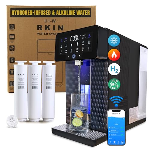 U1-W App-Enabled 4-in-1 Hot & Cold Countertop Reverse Osmosis Water Filter System – 5-Stage RO + Alkaline Re-Mineralization + Hydrogen-Enriched Water Dispenser with TDS & Counter RO Filtration