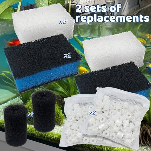 2 Sets of 3 Stage Filtration Filter for AquaClear 30 Power Filter (8 Count)