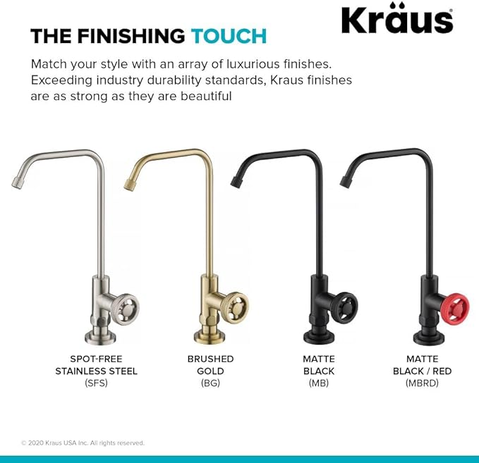 KRAUS Urbix 100% Lead-Free Kitchen Water Filter Faucet in Matte Black/Red, FF-101MBRD