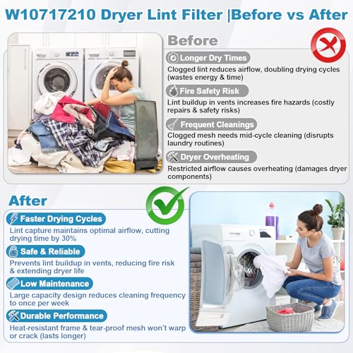 WPW10717210 W11778253 Dryer Lint Screen Filter Fit for Whirlpool Kenmore