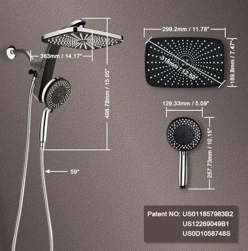 12" High Pressue Rain Shower Head with Handheld