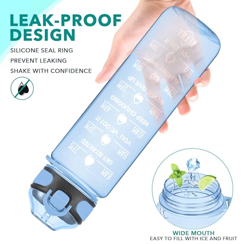 32 oz Water Bottle with Times to Drink and Straw