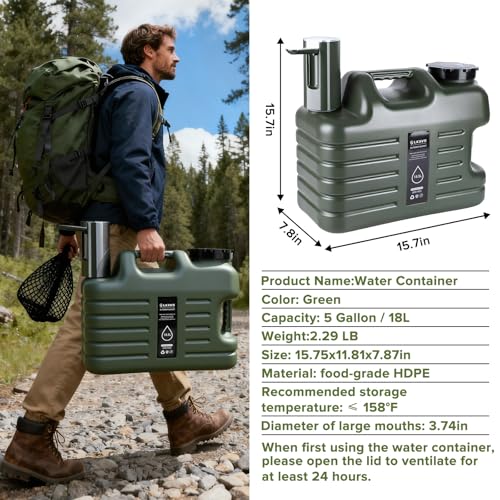 5 Gallon Camping Water Jug with Foldable Auto Pump (20 Count)