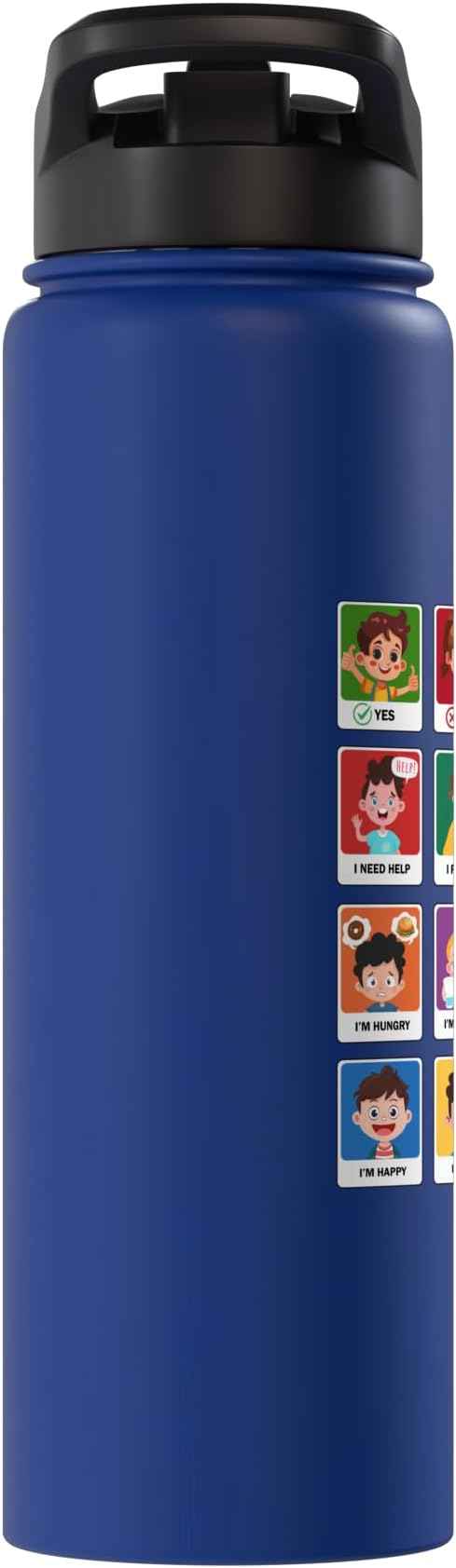 Autism Communication Cards Kids Emotions Speech Therapy AAC Stainless Steel Insulated Water Bottle