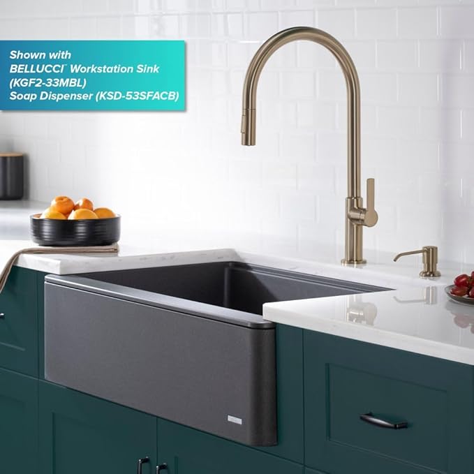 KRAUS Oletto High-Arc Single Handle Pull-Down Kitchen Faucet in Spot Free Antique Champagne Bronze, KPF-2821SFACB