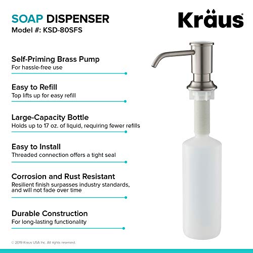 Kitchen Soap and Lotion Dispenser in Spot Free Stainless Steel