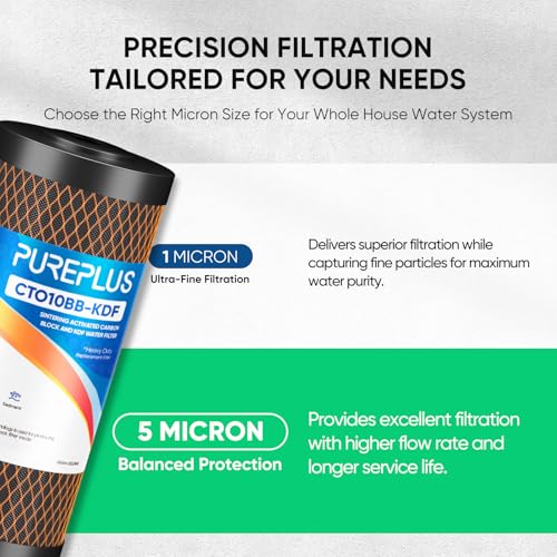 5 Micron 10" x 4.5" Whole House Coconut Shell Activated Carbon and KDF Water Filter