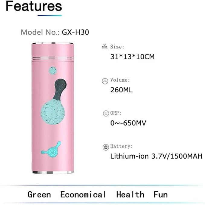 260Ml Hydrogen Water Ionizer Maker Alkaline Hydrogen Water Bottle Water Filter Purifier Keep Body Hydrated Rechargeable High Concentration Hydrogen Water Generator