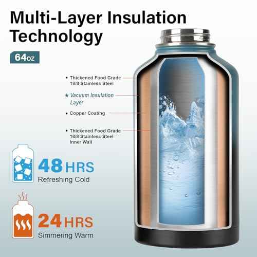 Insulated Water Bottle with Portable Carrier Bag for Outdoor 64 oz