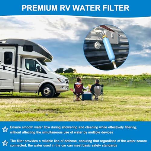 RV Inline Water Filter with 2 Flexible Hose Protectors