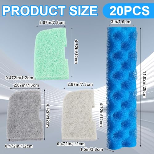 20 Pcs Aquarium Filters Replacement Filter Media Kits Compatible with Fluval 406 (20 Count)