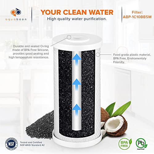 5 Micron 10 x 4.5 Premium Carbon Filter Cartridge Whole House CTO Block Water Filter Replacement Compatible with FXHTC (12 Count)