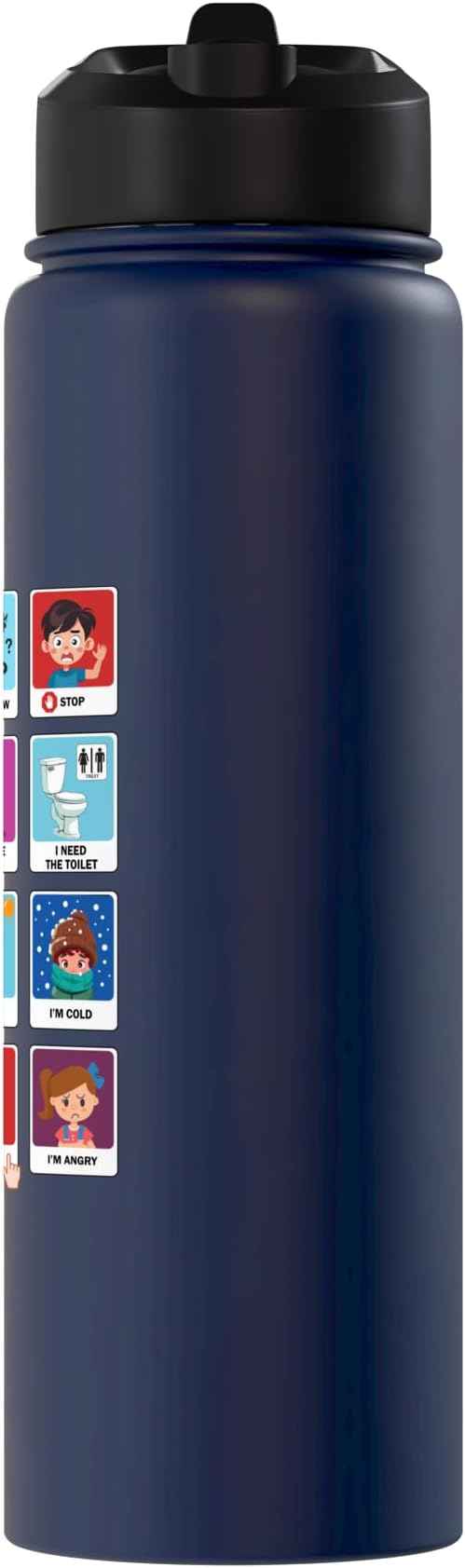Autism Communication Cards Kids Emotions Speech Therapy AAC Stainless Steel Insulated Water Bottle