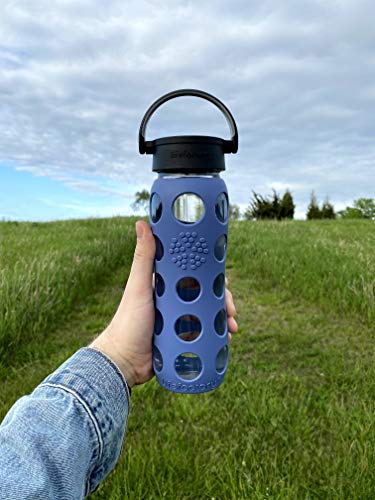 22-Ounce BPA-Free Glass Water Bottle with Classic Cap and Protective Silicone Sleeve, Desert Rose