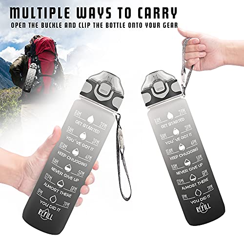 32 oz Drinking Water Bottle with Times to Drink and Straw