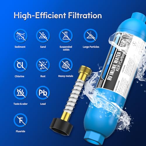 3 Pack RV Marine Water Filter with 2 Flexible Hose Protectors (3 Count)