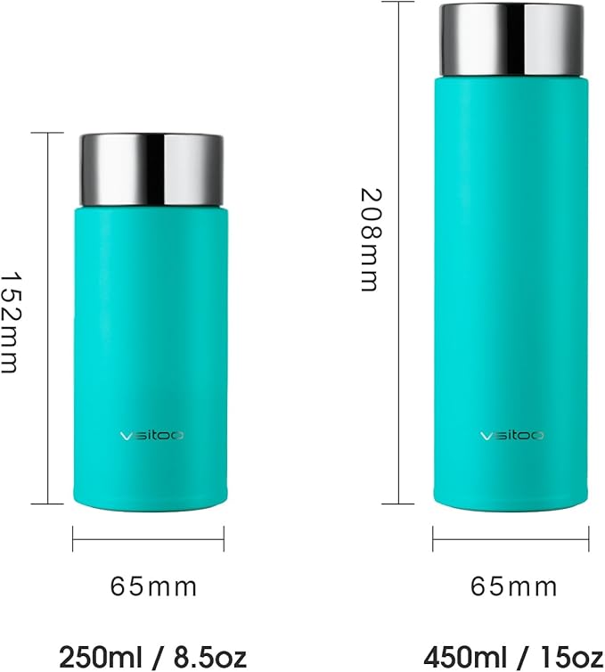 Vsitoo Smart self cleaning Insulated Water Bottle, 15oz Stainless Steel Vacuum Flask, AI Self-Clean, 30-Day Battery Life, BPA-Free, Magnetic Charging, Portable Travel Mug Gifts for Men Women, Blue