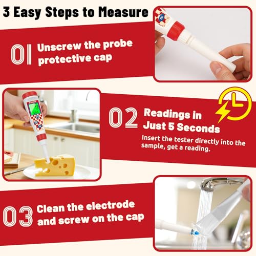 Food pH Meter Digital pH Tester for Food Fermentation and Canning
