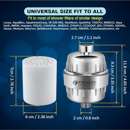 4-Pack 17-Stage Shower Filter Replacement Cartridges, Universal Fit for Most Shower Head filters, Hard Water Filter for Shower with Vitamin C Blocks Toxins (4 Count)