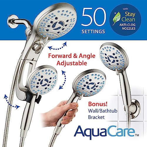 AquaCare 50 mode High Pressure Shower Head Combo with Arm & Dual Power Wash