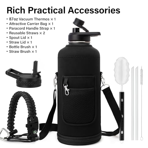 Insulated Water Bottle with Portable Carrier Bag for Outdoor 87 oz