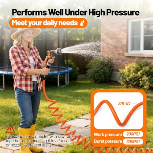 Hot Cold Garden Water Coil Hose 50 ft x 3 (50 Foot)