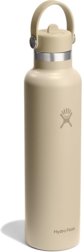 Hydro Flask Water Bottle - Insulated Stainless Steel - Straw Lid, Non Spill, Leakproof in 24 Oz Oat Tan
