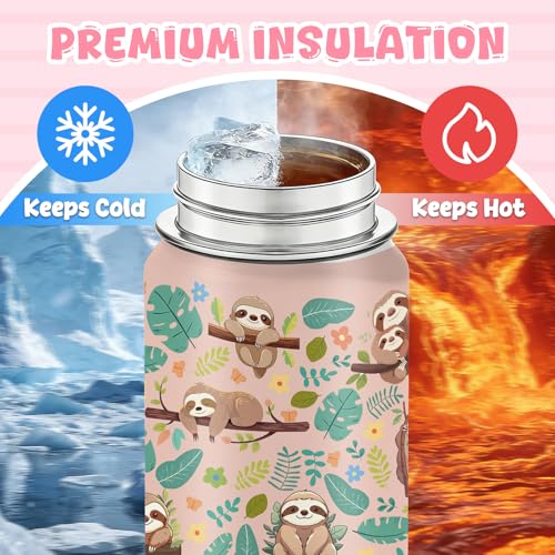 Sloth Gifts 18oz Sloths Water Bottle with 2 Lids