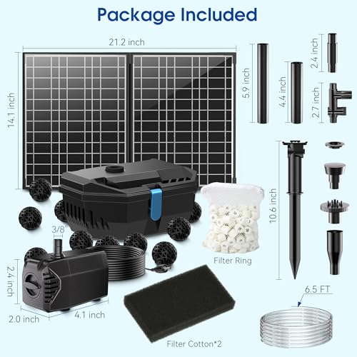 30W Solar Pond Filter Fountain with 200 GPH Water Pump Outdoor