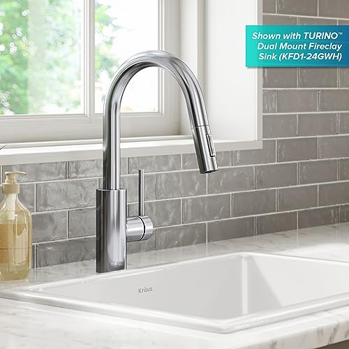 Chrome 15 in Single Handle Pull Down Kitchen Faucet KPF