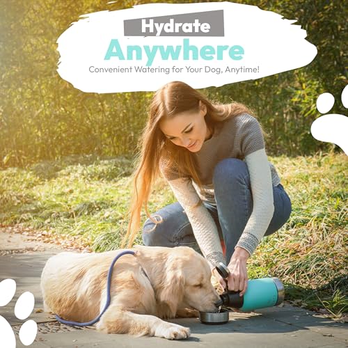 Portable Dog Water Bottle with 2 Removable Water Bowls for Dogs