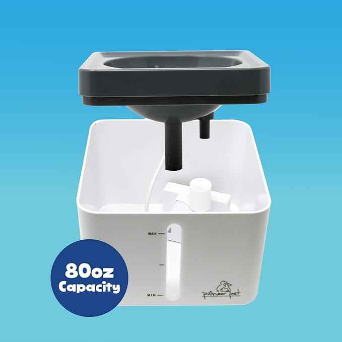 Pioneer Pet Mini Vortex Pet Water Fountain, 80oz/2.3L Cat Water Dispenser, Automatic and Self Cleaning Bowl with LED Light, Perfect for Indoor Cats, Dogs, and Multiple Pets, USB Plug-in