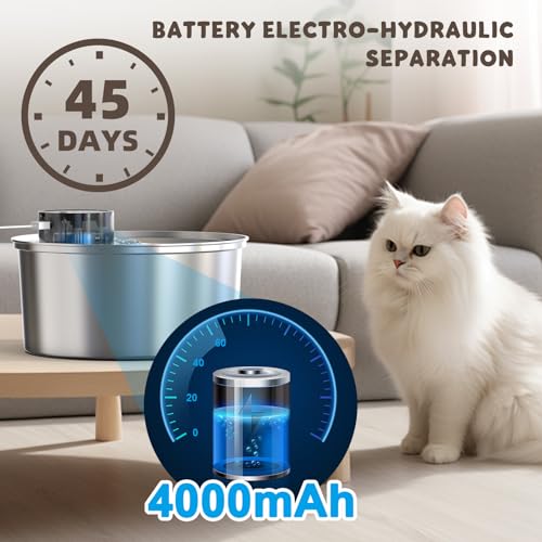 PWL 003 Smart Motion Sensor Cordless Stainless Steel Dog & Cat Water Fountain