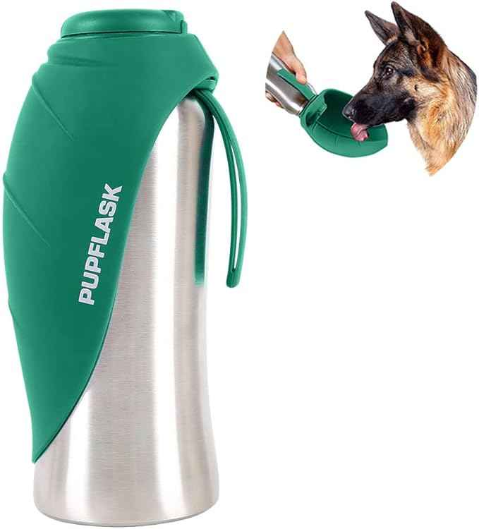 PupFlask Large Dog Water Bottle | 27 or 40 OZ Stainless Steel | Convenient Dog Drink Dispenser | Puppy Travel Water Bowl | Portable Pet Hydration Bottle | Leak Proof | Perfect Size for All Breeds