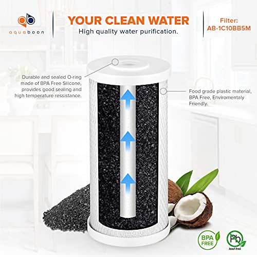 5 Micron 10x4.5 Carbon Block Water Filters Whole House CTO Water Filter Replacement Cartridge Compatible with FXHTC (12 Count)
