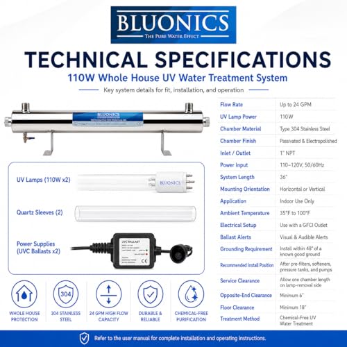Whole House UV Water Filter System 24 GPM