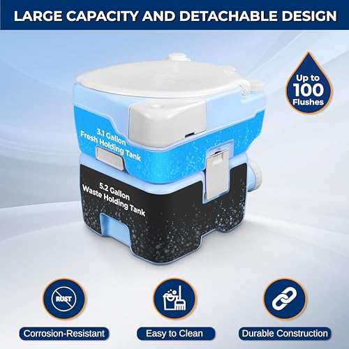 5.3 Gal Portable Toilet with Extra Large Seat