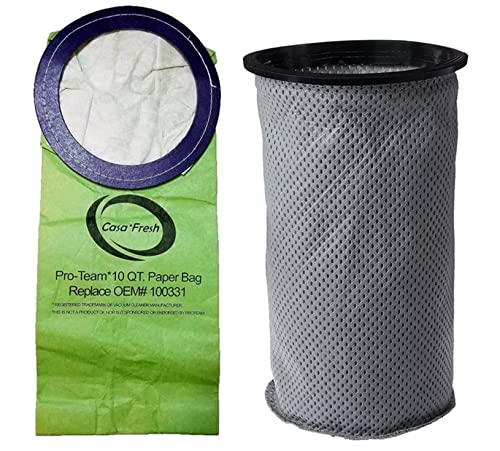 10 PK of Replacement Bags for ProTeam 100331. Compatible with 10 QT BackPack Vacuums