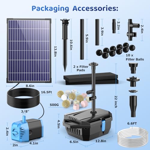 12W Solar Fountain Pump & Pond Filter Kit