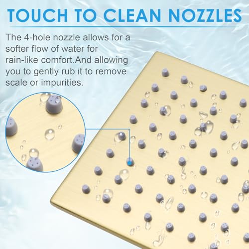 6 Inch Square Shower Head Stainless Steel High Pressure Rain Shower Heads with Extension Arm Adjustable Angle Replacement Luxury Shower Head for Modern Bathroom
