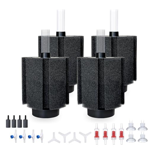 4pcs Upgrade Large Aquarium Sponge Filter with Air Stone (4 Count)