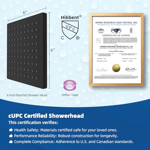 cUPC Certified Thickness Metal 6'' Rain Shower Head