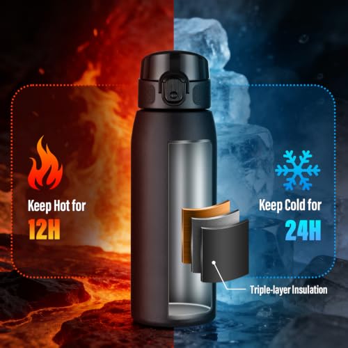 Insulated Water Bottle 18 oz with Dustproof Lid