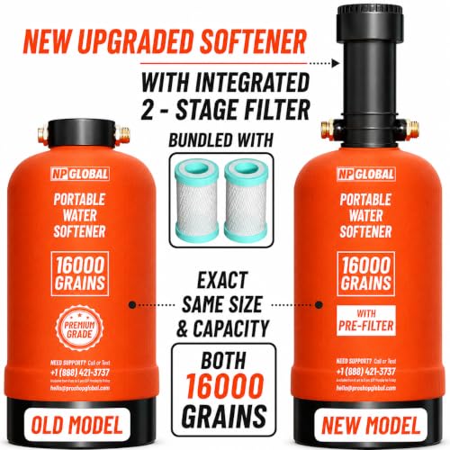 RV Water Softener Portable with Integrated 2 Stage Water Filter System