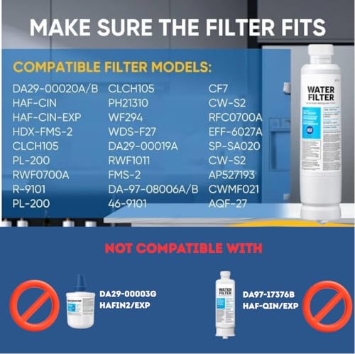 HAF-CIN/EXP DA29 Water Filter Replacement – Compatible with DA29-00020B – Carbon Block 99% Contaminant Reduction – Fresh Water & Ice – 24 Month Life 4 PACK (4 Count)