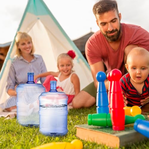 2 Pieces 5 Gallon Water Jugs Round Plastic Water Bottle with Handle Screw Cap Reusable Large Capacity Bottle for Camping Outdoor Travel Gym Use (2 Count)